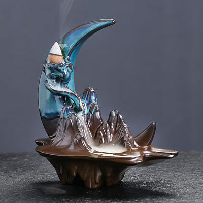 Ramadan Räuchergefäß mit Berg-Wasserfall-Design und Rückfluss-Räucherrauch Perfekt für Aromatherapie und Meditation