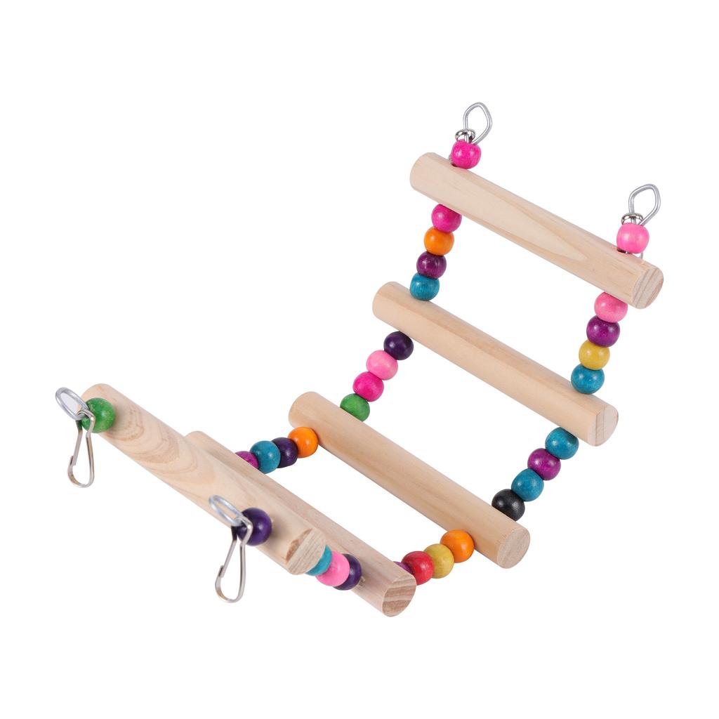 Bird Toys Set Swing Chewing Training Toys Small Parrot Hanging Hammock Parrot Cage Bell Perch Toys With Ladder Pet Supplies 1pc