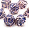 7 Pcs Dark Blue Skull Metal Dice Solid Metal Polyhedral Dice Set Suitable for Role-Playing RPG Board Game Card Game