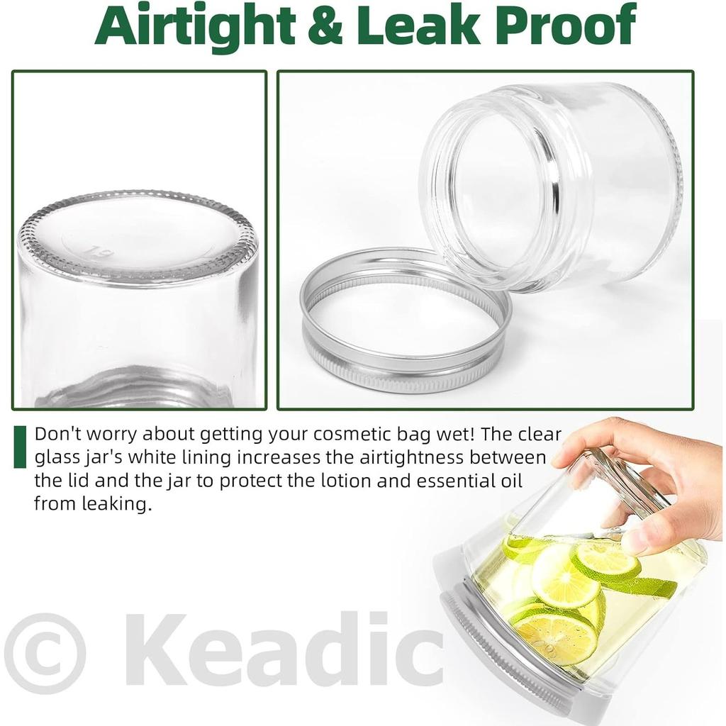 15 Pcs 60ml/2oz Glass Jars with Lids Assortment Set,Mini Round Airtight Canning Sample Jars with Silver Lids,Tiny Makeup Containers Empty Cosmetic