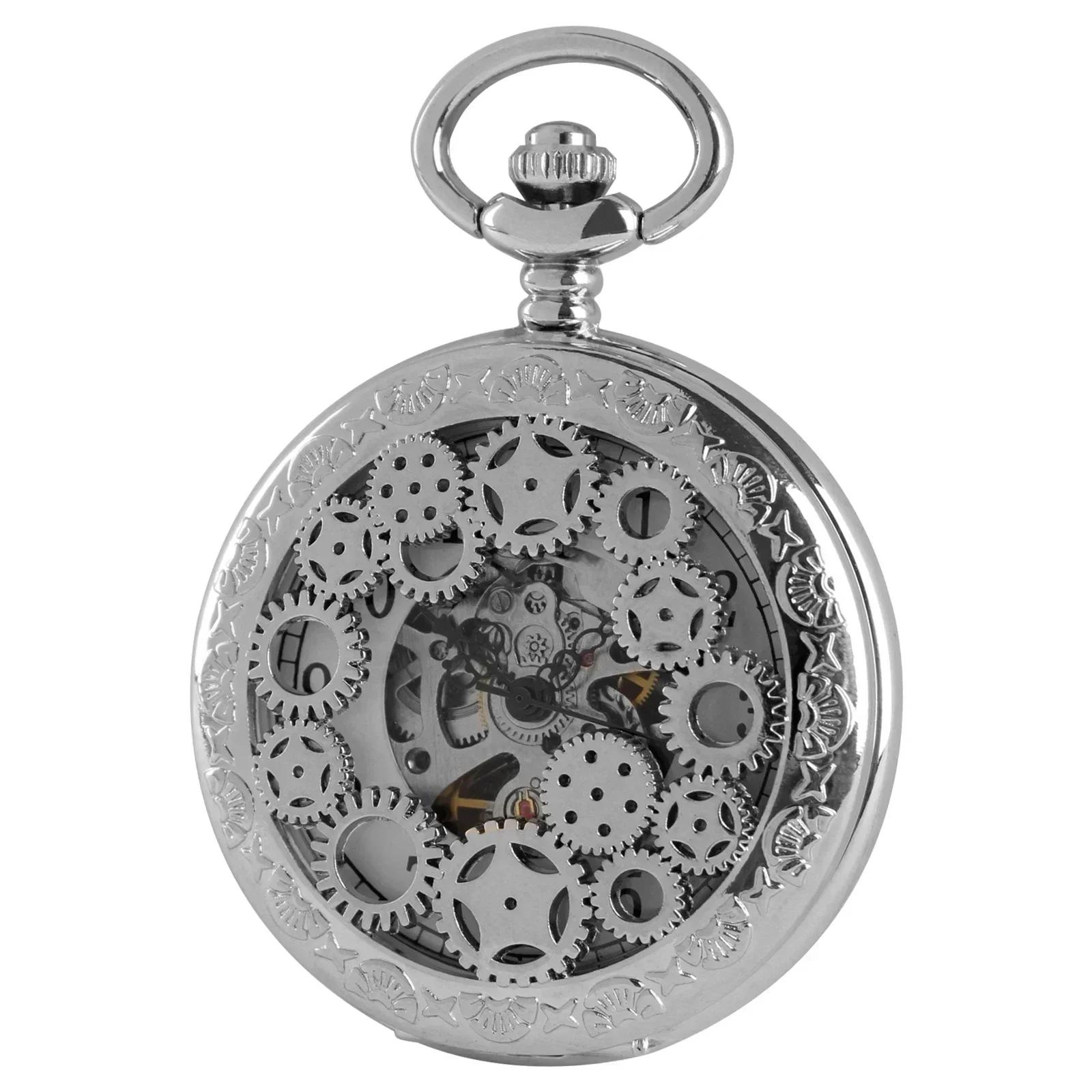 

NEW PJX1631 Vintage Antique Mechanical Pocket Watch Men Luxury Brand Necklace Pocket & Fob Watches Chain Male Clock коричневий