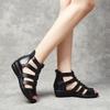 Fashion GKTINOO Plus Size 35-43 Genuine Leather Gladiator Sandals Women 2025 Summer Shoes Zipper Peep Toe Elegant Black Ladies Sandals
