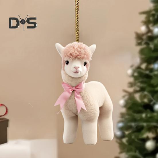 Hänge för bil 2D Akryl Färgglad Alpaca Katt Berlock Bildekoration Lättviktigt Hängsmycke för Fordon