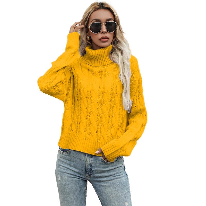 Women's Autumn and Winter Long-sleeved Versatile Knitted Sweater Top Multi-color
