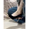 French temperament black suede high heels women's thin heels 2025 new autumn and winter banquet imperial sister shallow mouth pointed single shoes
