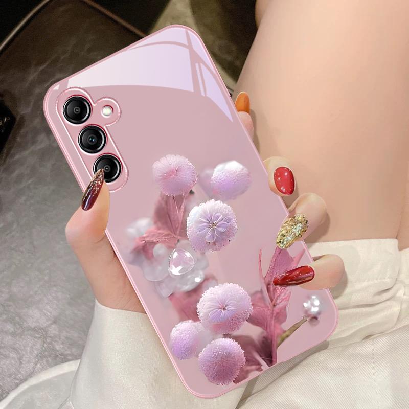 Szklane etui na telefon Samsung Galaxy A14 4G 20 30 52 20S 21S 22 A25 32 33 34 42 50 51 53 54 70 71 72 73 5G Ink Mountain Camellia