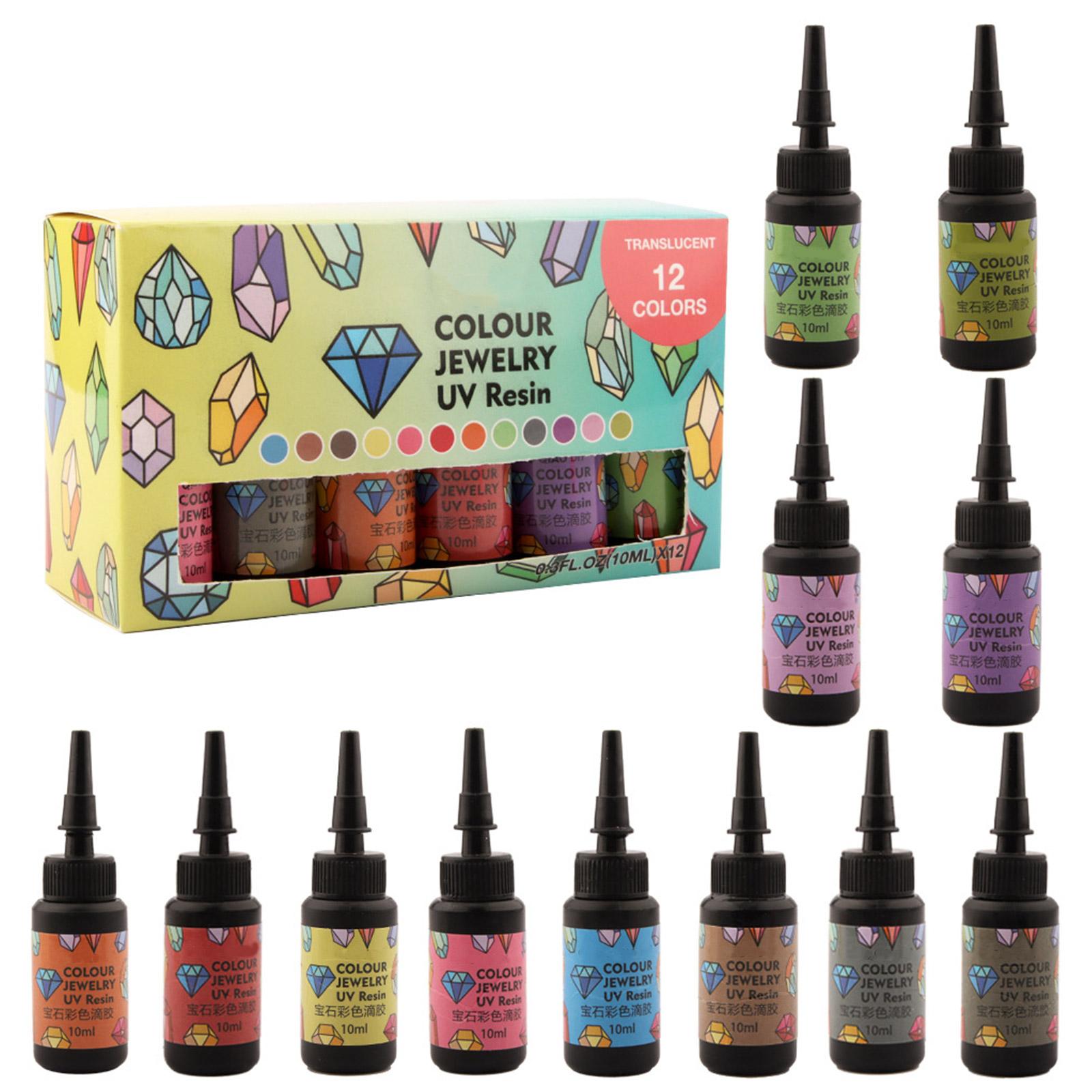 Clear Ultraviolets Epoxy Resin 12Colors Non-Toxic Hard Transparent Glue Cure Sunlight Resin Epoxy Gel DIY Resin Mold 1