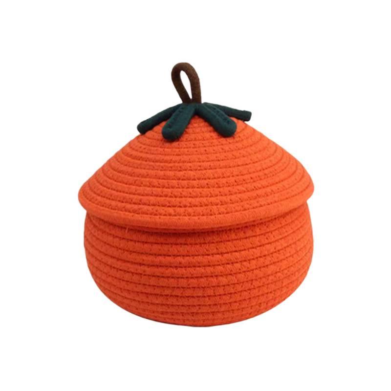 Pumpkin Cartoon Large Desktop Storage Basket with Lid - Dustproof for Sundries & Snacks