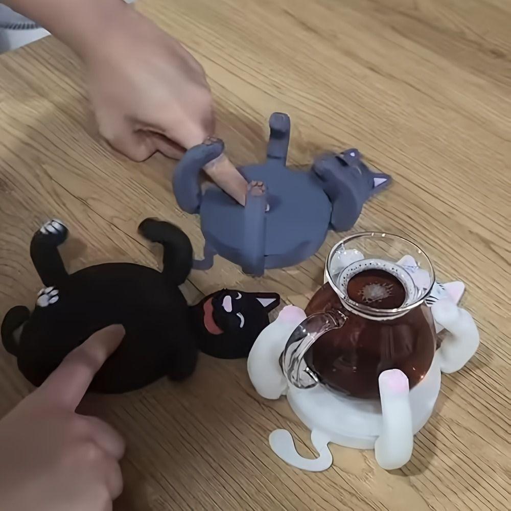 Creative 3D Print Cat Coasters Anti-scald Heat Insulation Cat Mug Holder  Restaurants
