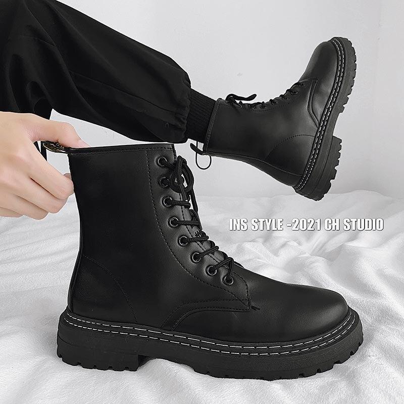 Botas de cuero Chunky Motorcycle Martin Boots para hombres Moda otoño Punta  redonda Botas cómodas Zapatos de plataforma para hombre Botas de nieve  comprar a buen precio — entrega gratuita, reseñas reales