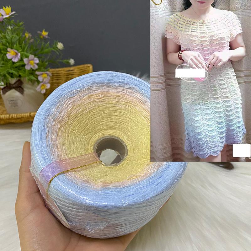 300g Pure Cotton Cake Thread Gradient Long Section Dyed No. 8 Lace Thread for DIY Hand-knitted Shawl Short-sleeved Skirt Blanket