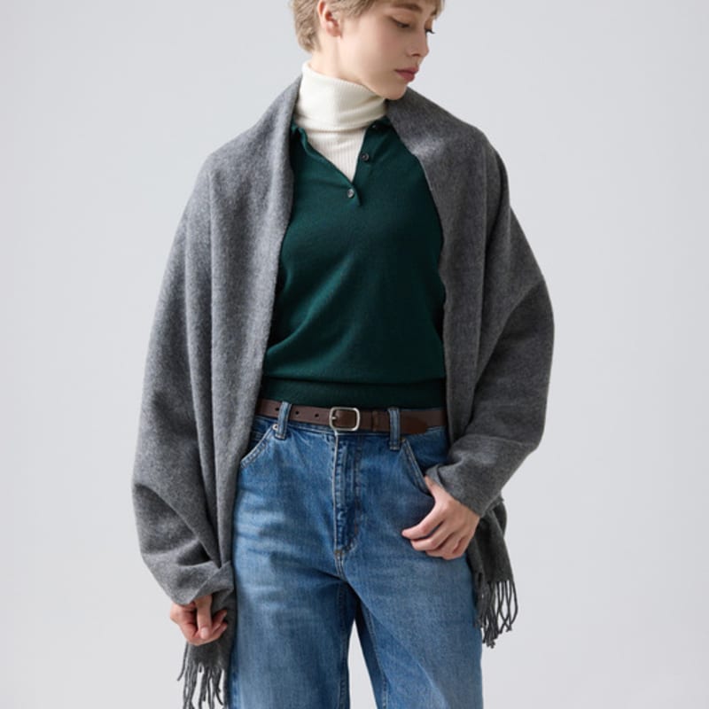 ABRAHAM MOON Merino Wool Shawl 70cm - Gray