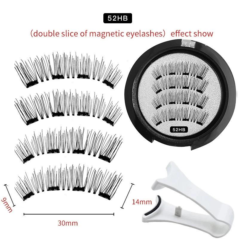 Europäische und amerikanische grenzüberschreitende Hot Sales Magnetische falsche Wimpern Klebstofffrei 4 Magnet Wimpern mit Clip Set Wiederverwendbare Wimpern