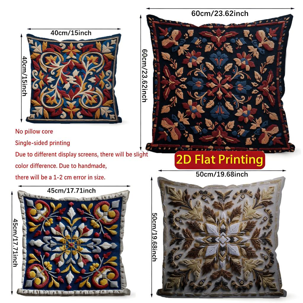 2D Intricate Floral Pattern Decorative Pillow Covers Pattern Cushion Cover Suitable For Sofa Bedroom Car Pillow Cover