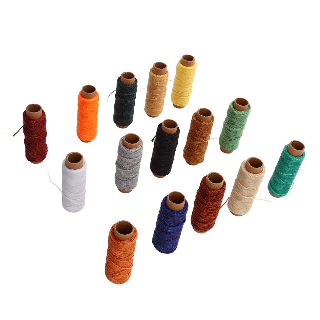 15pcs Waxed Thread 15 Colors 50 Meters Length DIY Making Leather Wax Coated Sewing Thread for Handwork Crafts