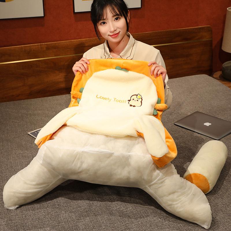 Bedhead Backrest Pillow Dormitory Reading Pillow Pregnant Women Protect Their Waist Plush Cartoon Pattern Seat Cushion with Zipper