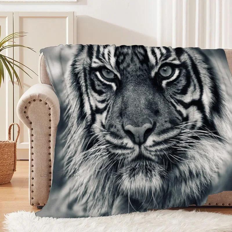 Tiger and White Tiger Patterns Blanket Animals Flannel Blanket Cosy Lazy Couch Cover Blanket Super Soft Sheet Mattresses