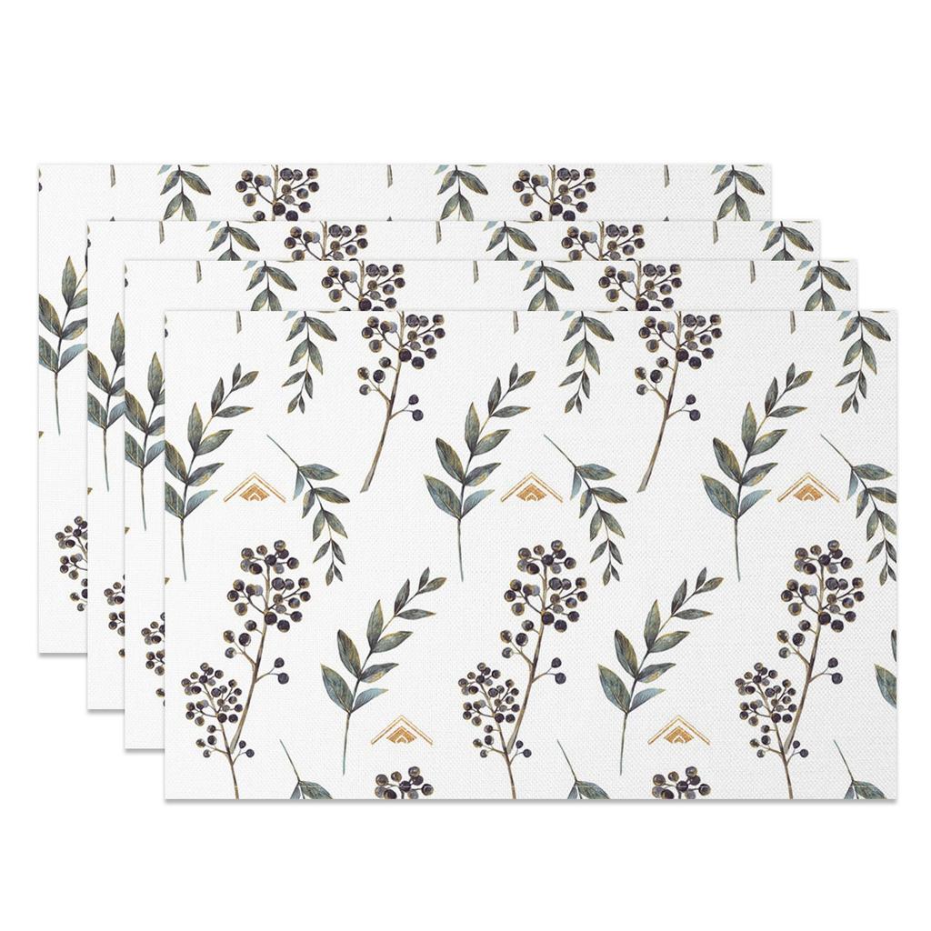 Modern Minimalist Table Mats Fresh Leaf Branch Pattern Placemats Natural Style Waterproof HeatResistant for Dining Kitchen Decor