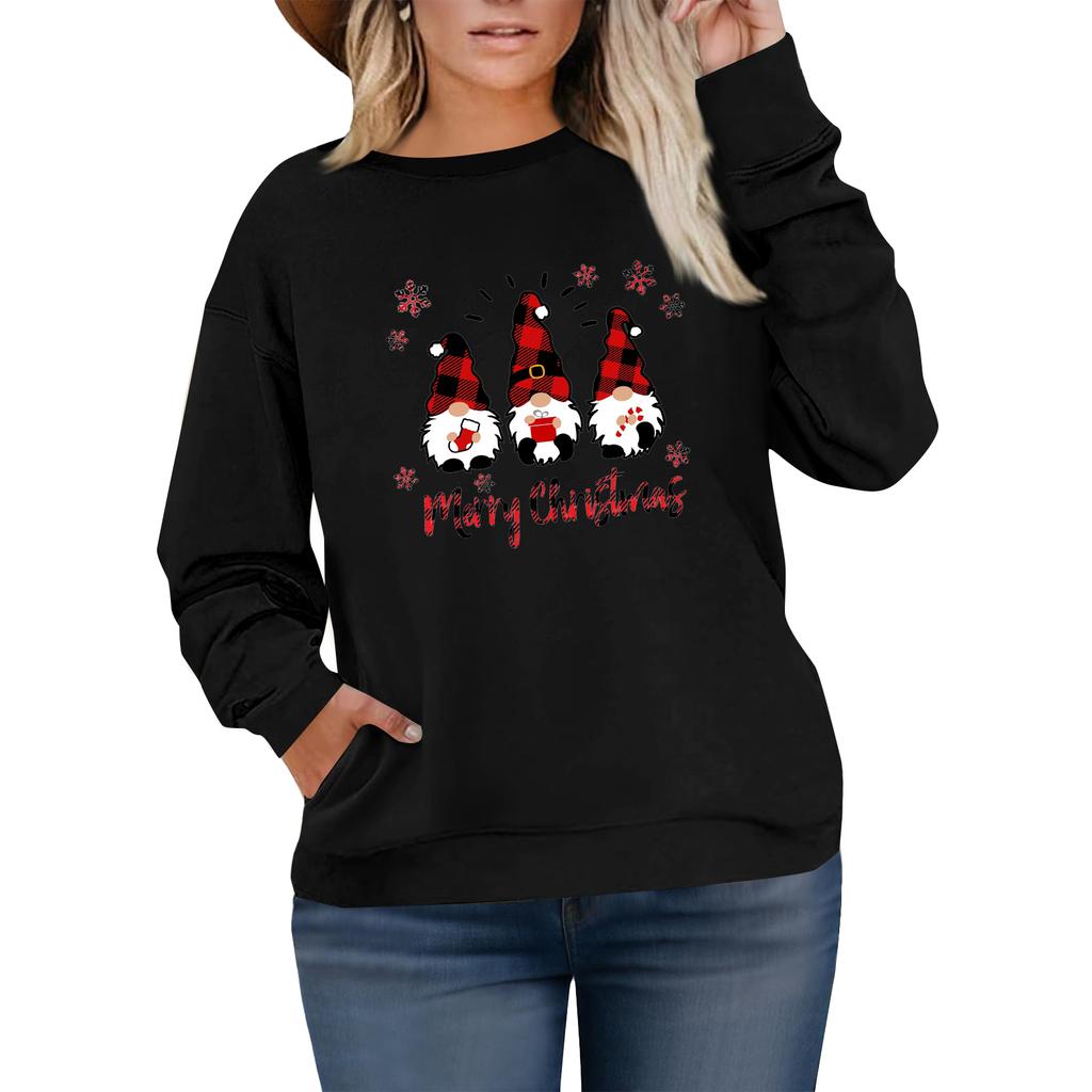 Women's Fashionable Casual Plus-Size Long Sleeve Pullover Printed Sweatshirt