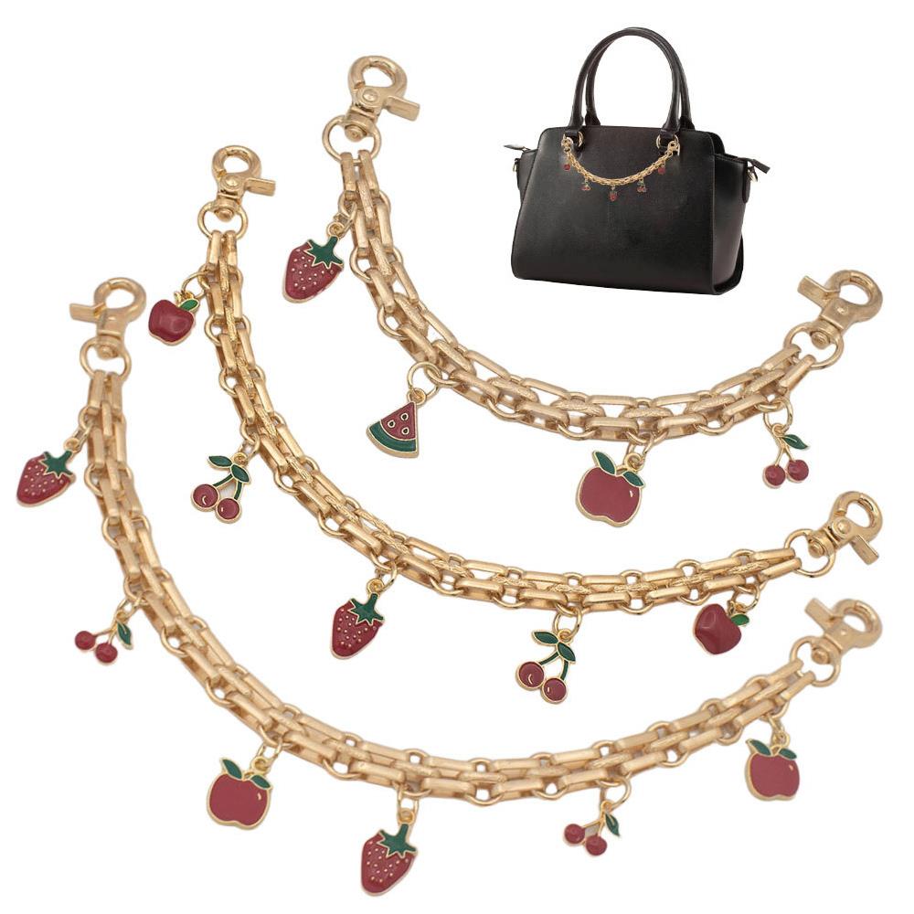 HOT Cherry Strawberry Pendant Girl's Bag Charms Sweet Layered Metal Chain Accessories For HandbagsTote Hanging Ornaments 2025
