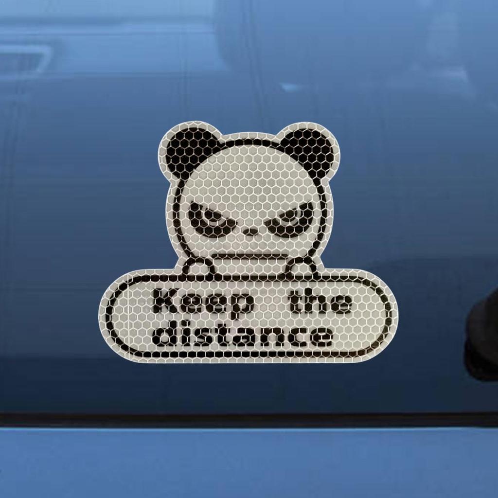 Reflective Car Decal - Keep Distance Stickers, Self Adhesive Panda Stickers, Weatherproof Car Accessories for Motorcycles Trucks Automobiles