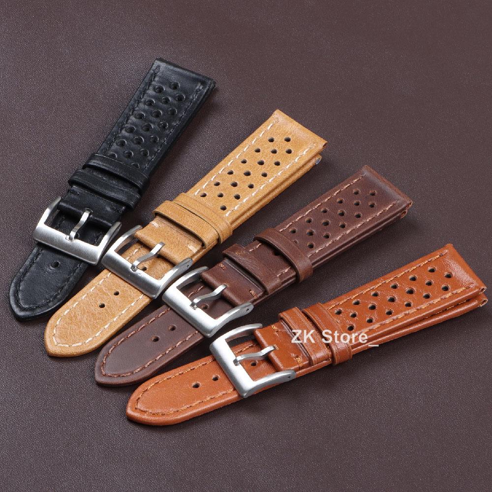 Echtes Rindslederarmband 18mm 20mm 22mm Retro Weich Atmungsaktiv Armband für Seiko für Samsung Galaxy Watch 6 5 4 Armband