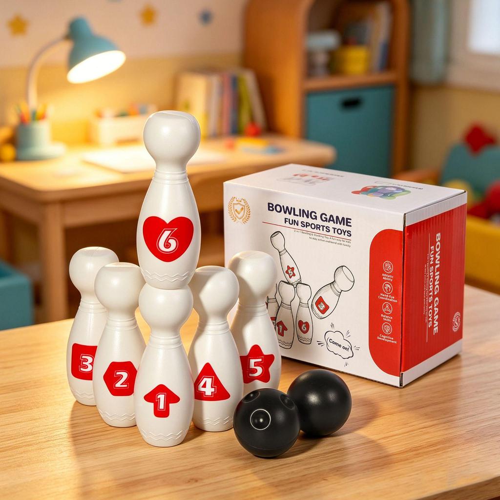 Kids' Interactive Digital Bowling Set for Ages 3+ - Indoor Parent-Child Educational Sports Toy