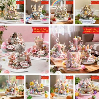 Ostern 2D Hase Acryl Ornament Eier Kaninchen Tischschild Zuhause Wohnzimmer Feiertagsparty Tischaufsteller Tier
