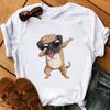 Womens Oversized Crew Neck Tshirt Short Sleeve Pug Print Graphic Dog Top Dress Casual TShirt Polyester Fabric