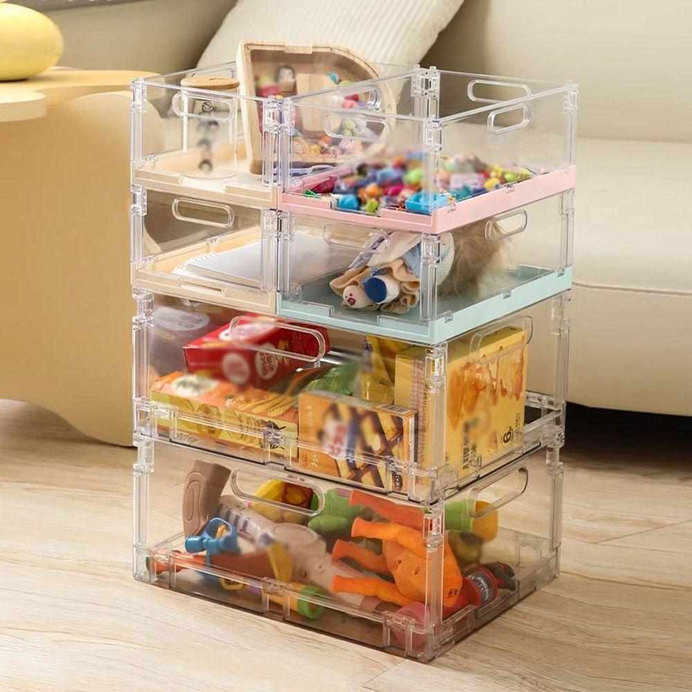 Creative Mini Plastic Baskets Foldable Plastic Collapsible Storage Box Portable Handles Folding Storage Basket Bathroom