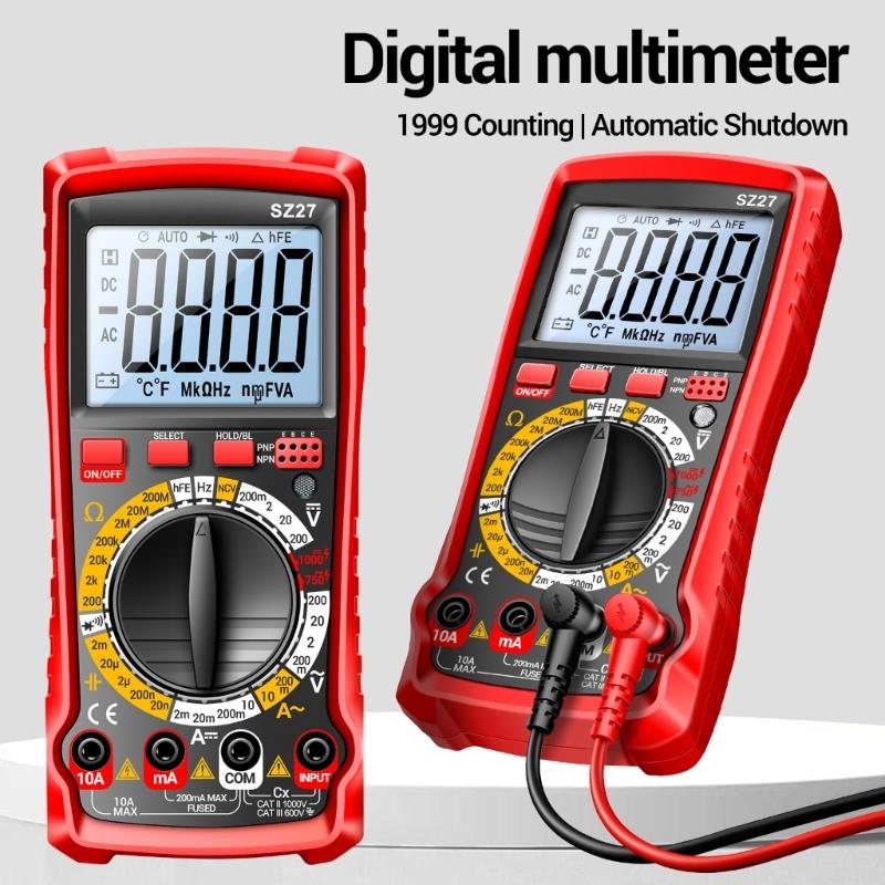 SZ27 Multitester 1999 Counts Multimeter Voltage Current Tester Ohm Diode Triode NCV Resistance Capacitance Tester