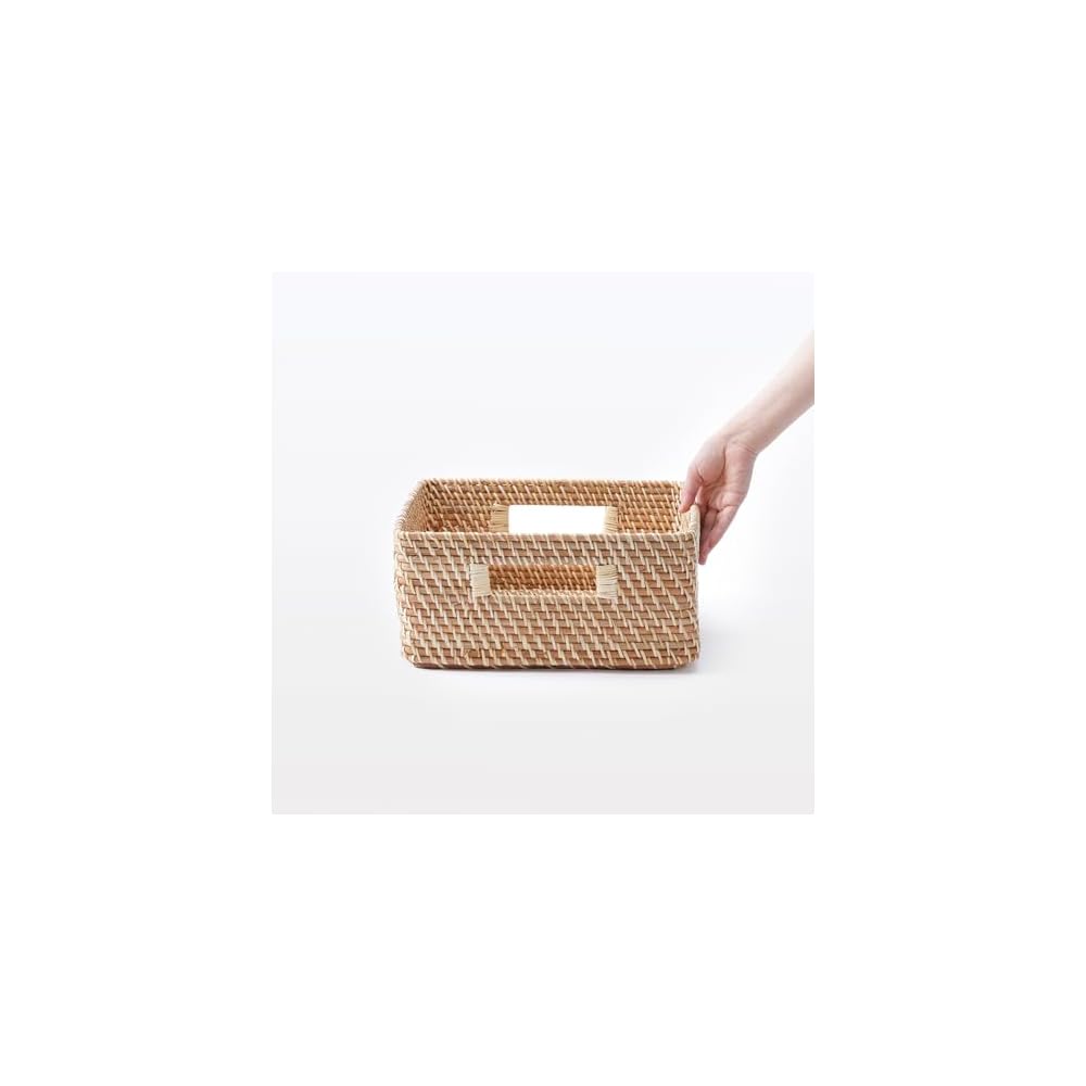 MUJI Stackable Rattan Rectangular Basket - Medium V Approx. W35 X D36 X H16cm 18021833 Basket