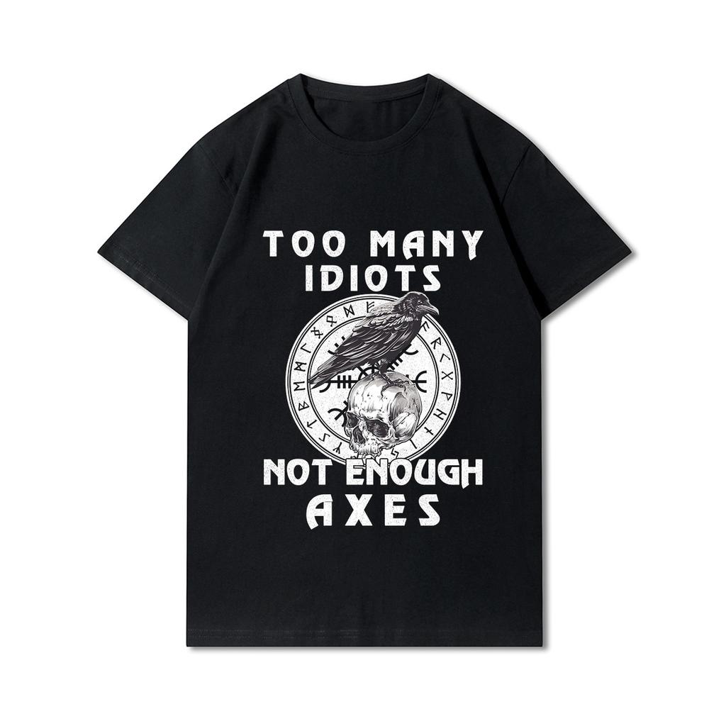 100% Cotton Summer Men T Shirts Viking Vintage Skull Beard with Headphone Printed Casual Top Tees