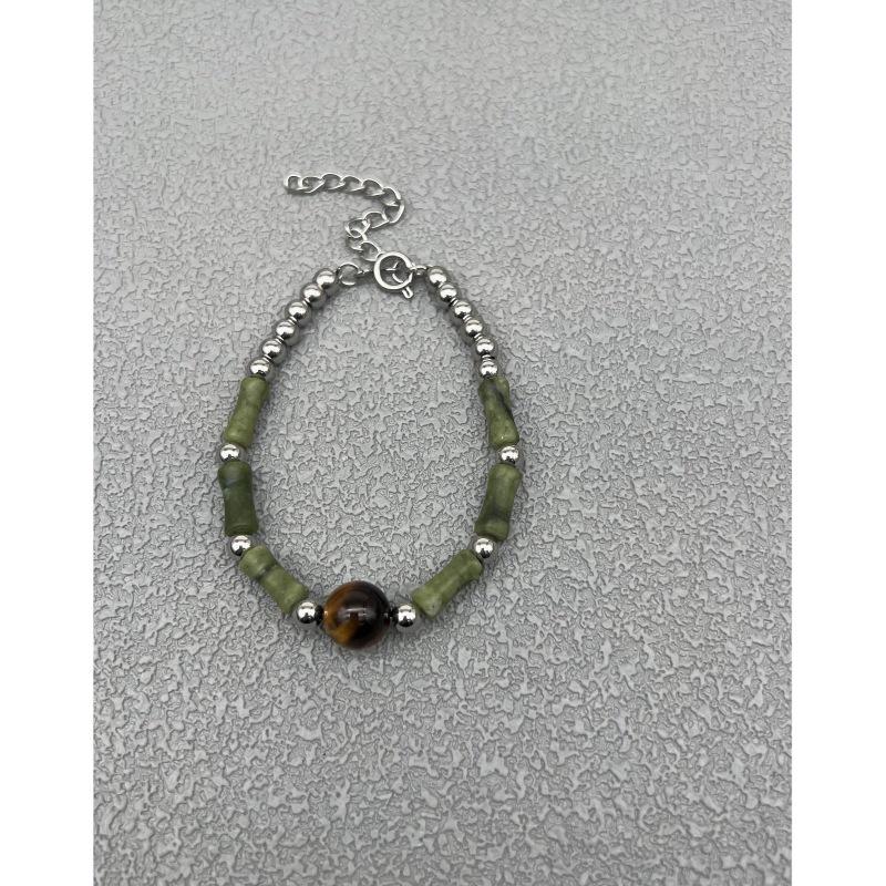 

Браслет Gage Retro Green Bamboo с бусинами из тигрового глаза - Трендовый нишевый дизайн