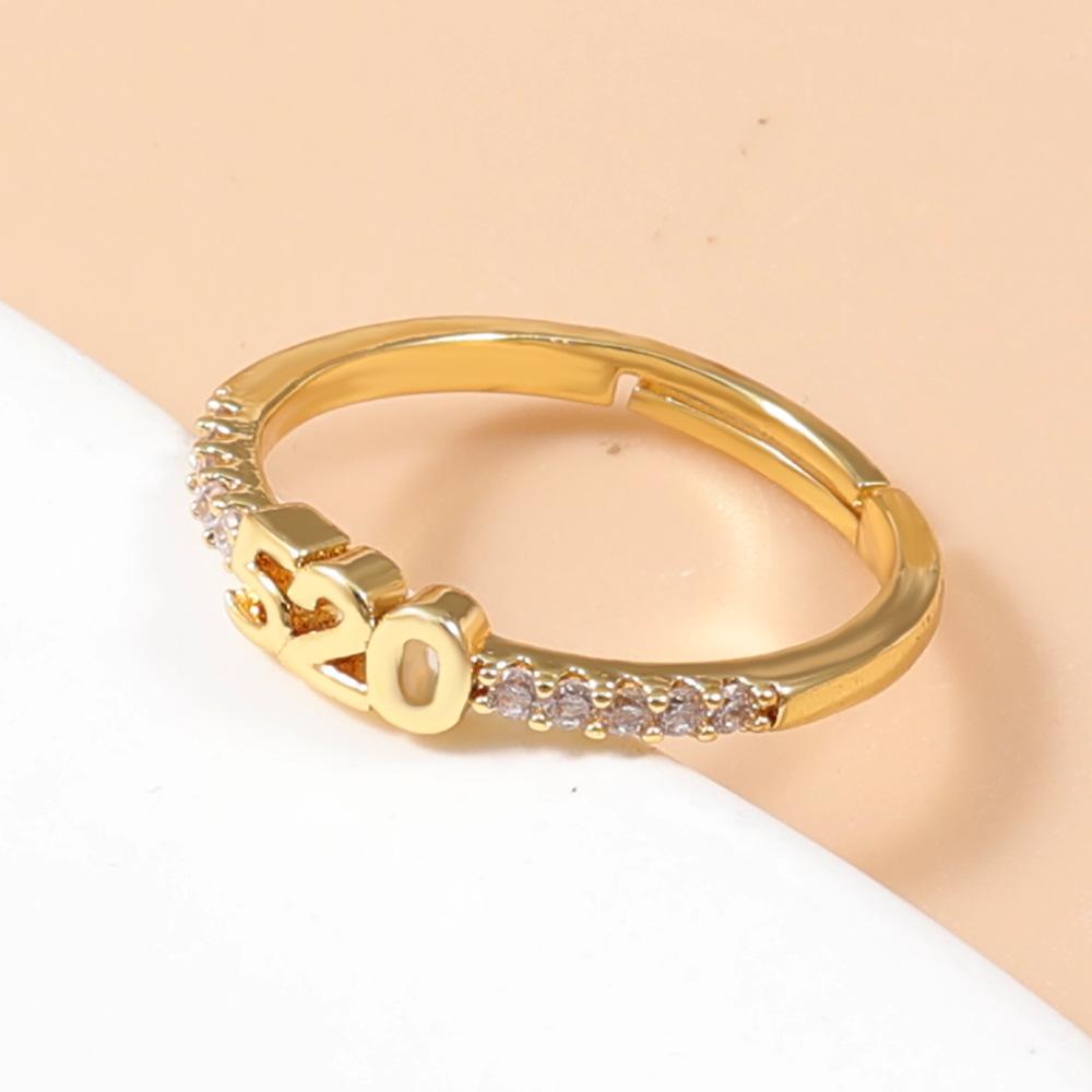 2026 Hot-Selling Adjustable 520 Digital Ring with Crushed Diamonds for Women - Versatile Hand Jewelry