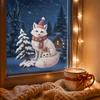 Winter Atmosphere Sticker Christmas Fox Window Clings, Forest Animal Double-Side Sticker, Cute Graphics Reusable Static Glass Decals for Holiday