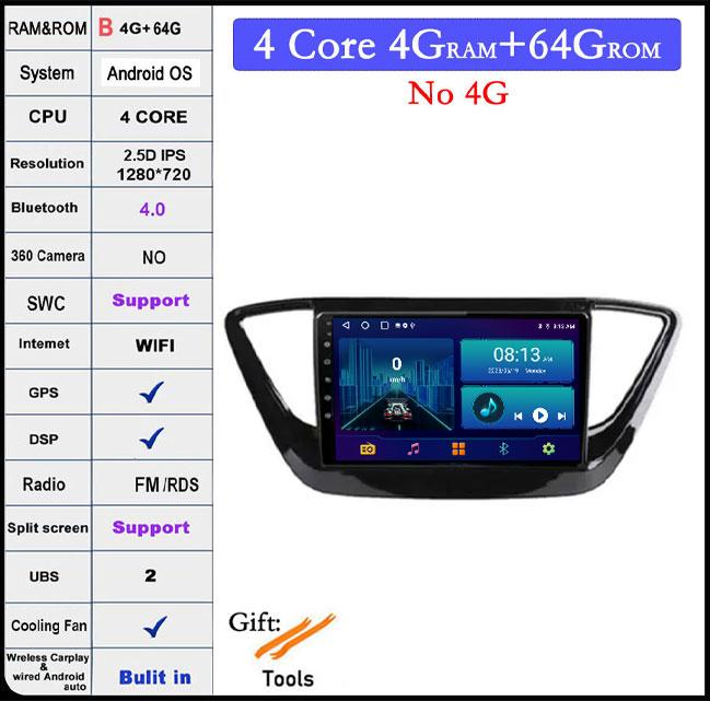 9 Lnch For Hyundai Solaris 2 2017 2018-2020 Android 14 Car Radio Video Multimedia Navigation GPS Stereo Screen Auto