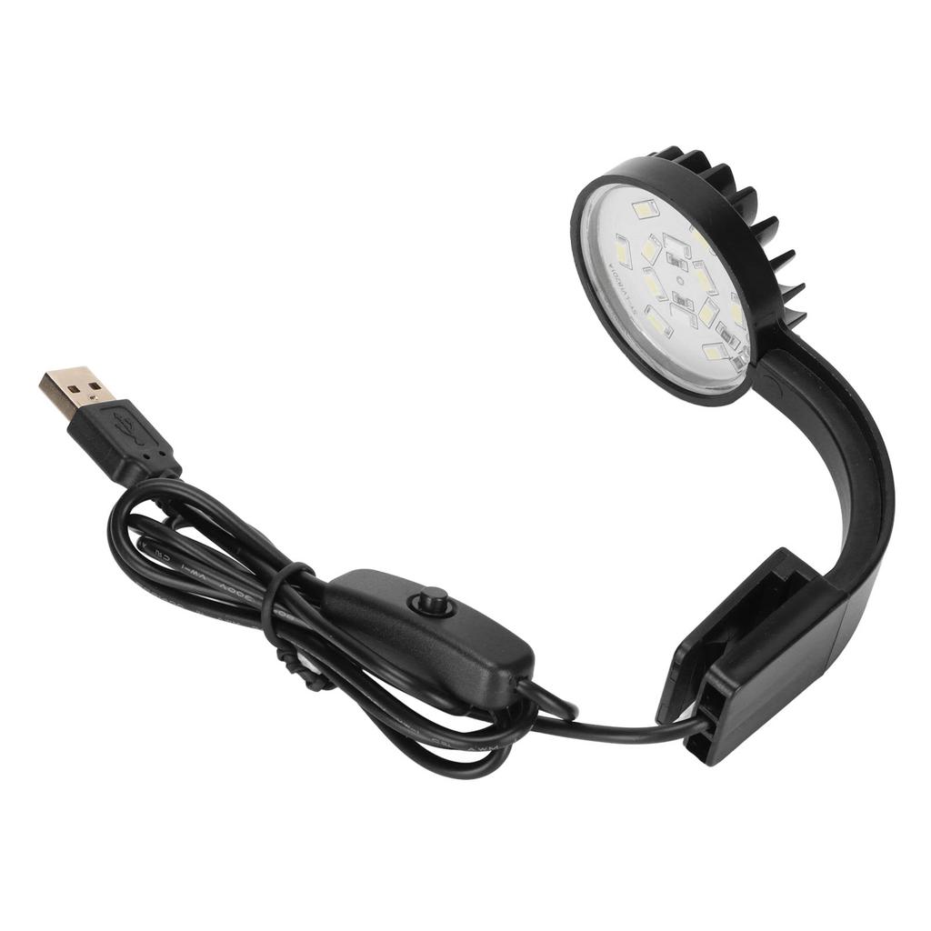 Fish Tank Clip Light 5W 5V 12 LEDs Blue White Light High Brightness Adjustable Angle USB Clamp Aquarium Light Black