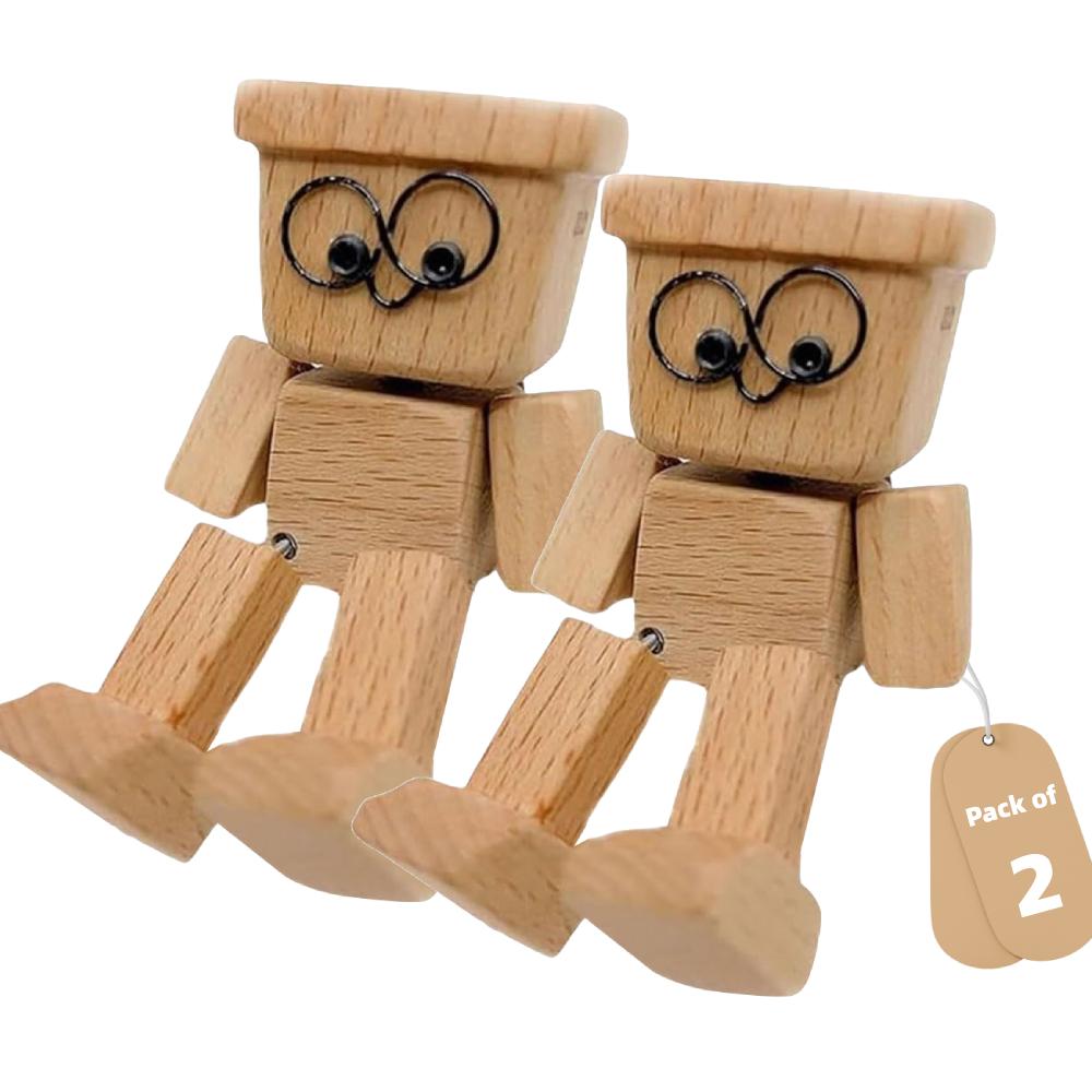 Magnetic Shaking Wooden Man For Car Decoration Cute Wood Man Ornaments Leg-swinging Robot Best Gifts 1/2Packs