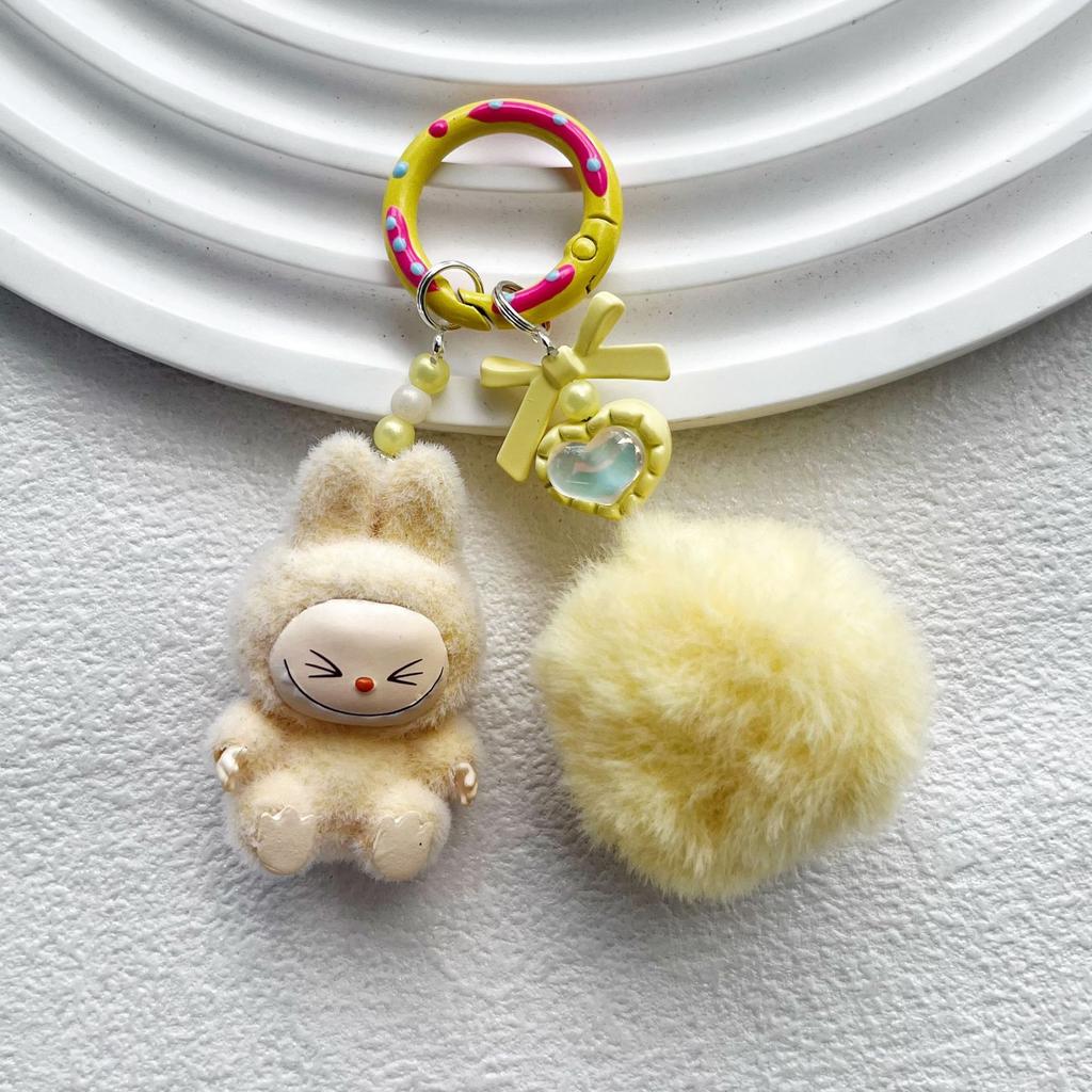 Flocking Mini Keychain Vinyl LABU Cute Grain Baby-free Bag Mobile Phone Pendant Cute Keychain