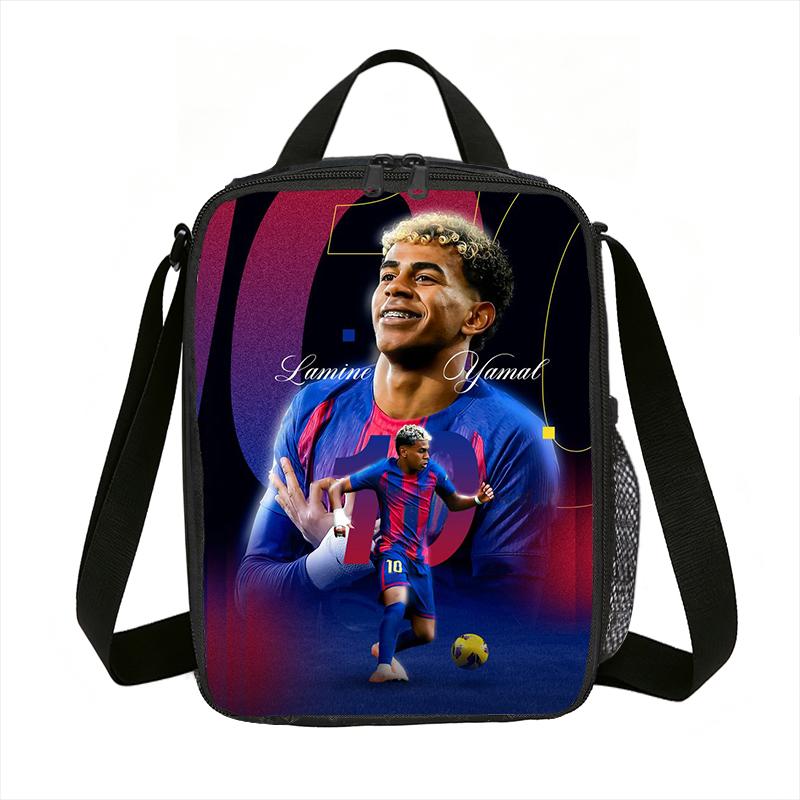 Leer, Reizen Geïsoleerde Lunchtassen L-Lamin Yamal Thermische Tas Voetbalster Lunchcontainer Lekvrije Tote Lunchbox Opbergtassen
