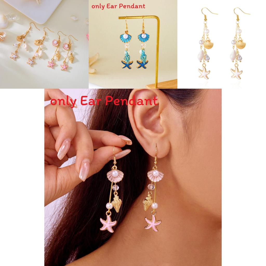 Natural Shell Alloy Earrings With Electroplating For Trendy Beach Party Accessories