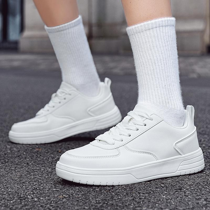 New Height Increasing Shoes for Men Invisible Elevator Sneakers White Leathe Sport Zapatillas De Hombre Big Size 48