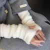Soft Plush Fingerless Gloves for Women Versatile Warm Fleece Lined Autumn Winter Cute Japanese Style Long Sleeve Mittens Fashion