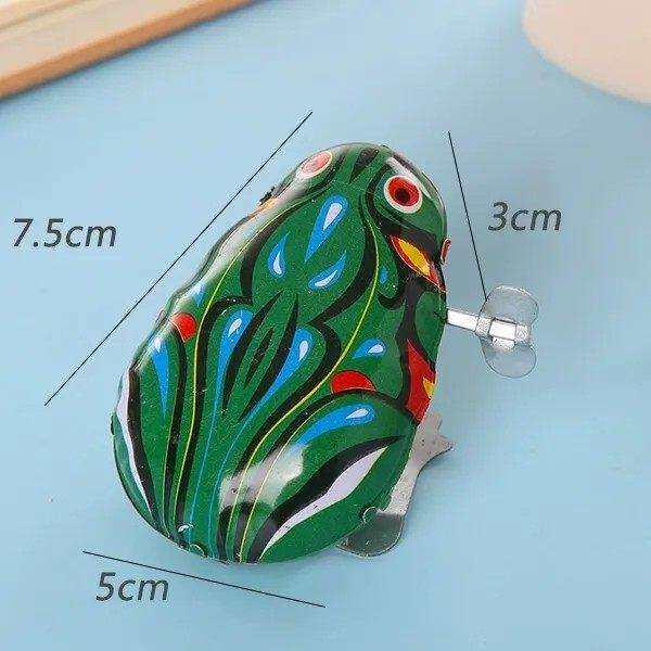 Retro 80s Wind-up Jumping Frog Toy - Nostalgic Bouncing Fun for Kids
