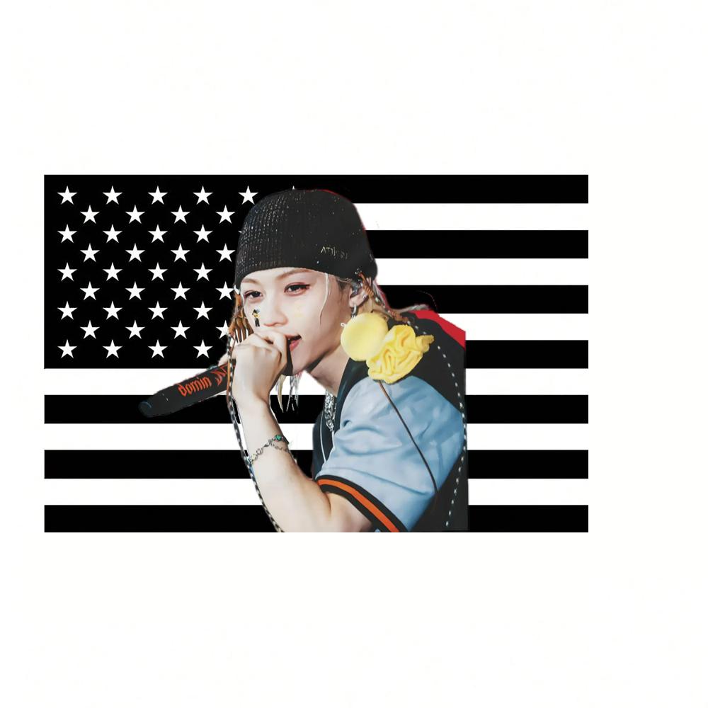 1 Skz Felix Kpop Mexican Flag Pink Star Design Tapestry Wall Hanging Korean Pop Music Fan Birthday Decoration