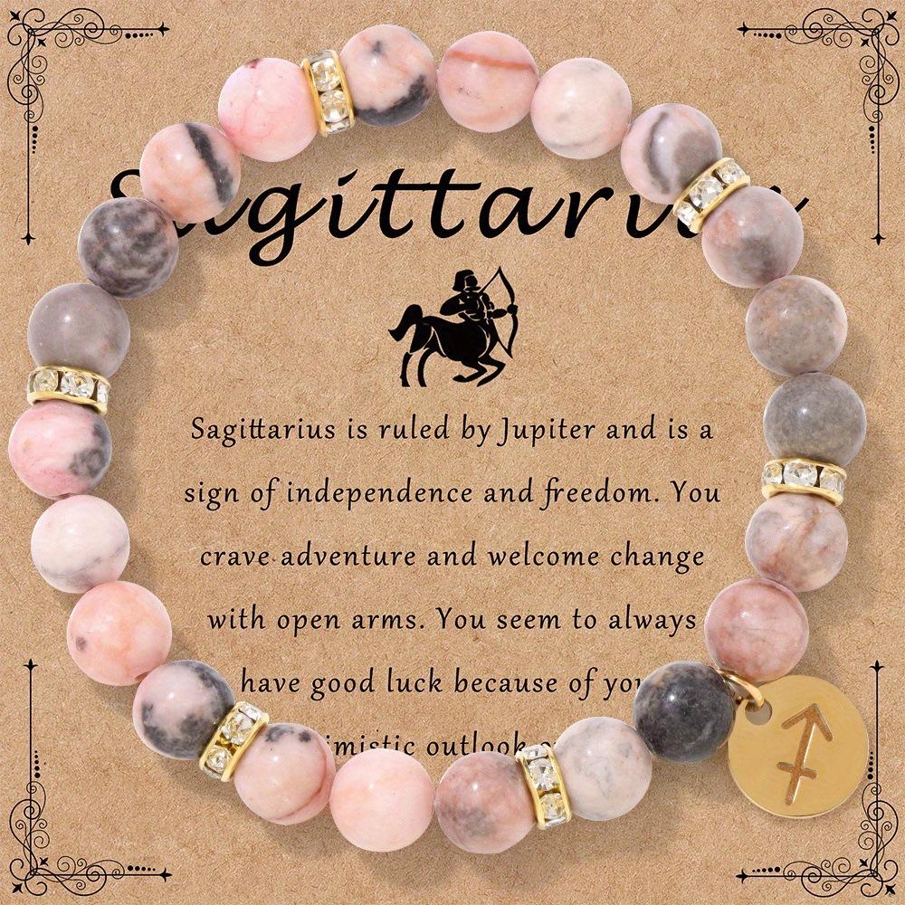 Festive Gifts Constellation Crystal Beaded Bracelet Set With Gold Zodiac Charms Minimalist Fashion Jewelry Suitable For Daily Wear And Gifting