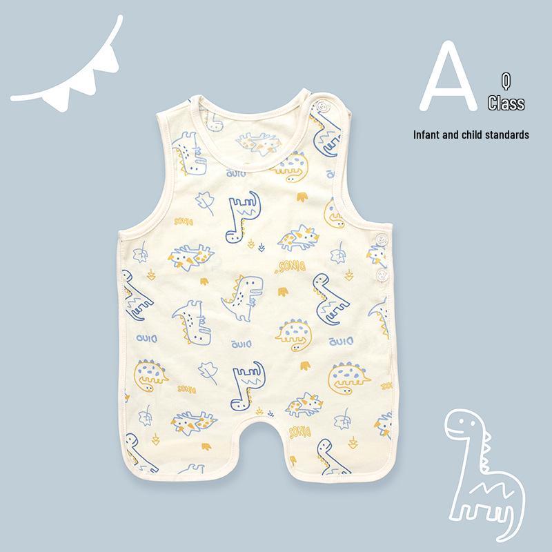 Bavoir d'été mignon Tao Baby en coton à demi-dos et leggings fins protecteur de ventre pour nouveau-nés