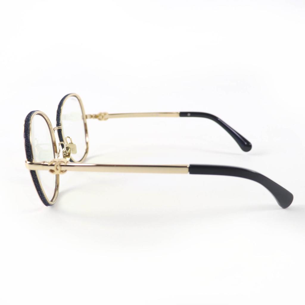 Gafas CHANEL Impecables Marca COCO Forma Redonda Denim dorado Mujer 2218-S Usado