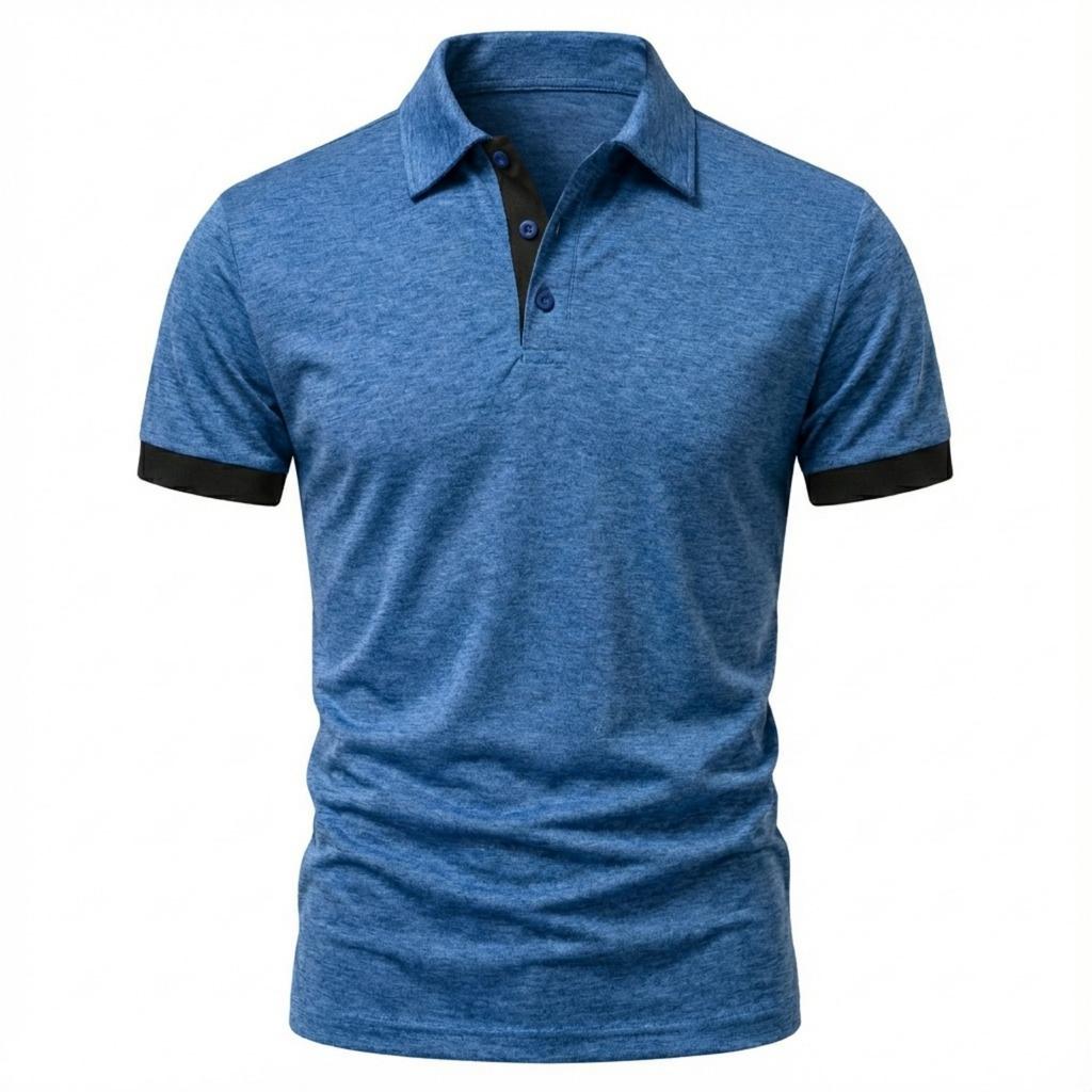 Herren Sport Freizeit -farbig Kragen-gestreiftes T-Shirt - Herren American- Kragen Kurzarmhemd